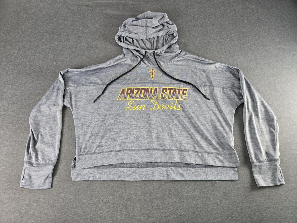 Arizona State Sun Devils Cropped Athletic Hoodie Large Gray NCAA Russell